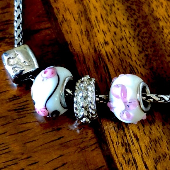 2- blown glass spacer charm bracelet/ necklace beads - Picture 2 of 8